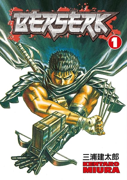 Berserk volume 1 cover: Guts holding his repeating crossbow
